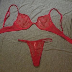 Mesh bra and thong
